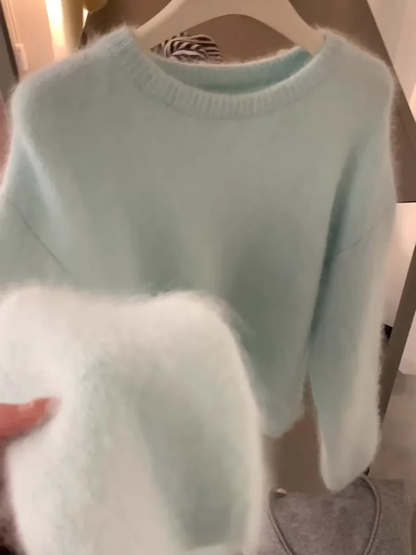 Weicher, sanfter, gestrickter, langer Sve-Pullover mit rundem Ne-Pullover für Damen, lockeres, faionable Herbst-Winter-Anti-Aging-Bequemes Oberteil