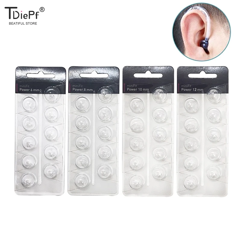 10pcs Hearing Aids Earplugs Domes Silicone Open Fit Ear Tips Replaceable Hearing Aid Accessory 6/8/10/12mm Hearing Impairments