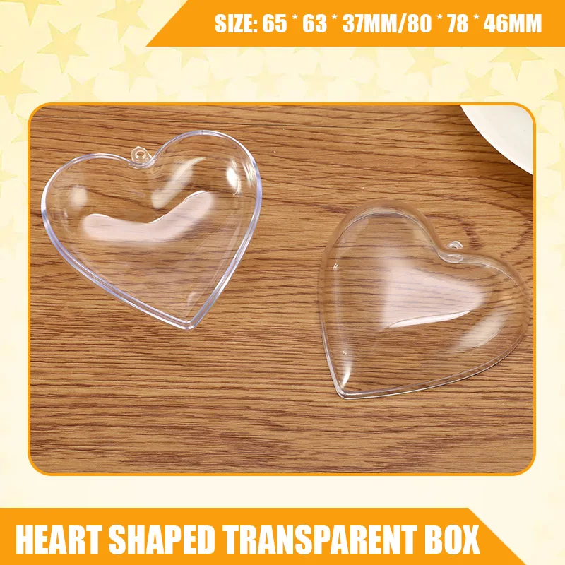 1/2 Set 3D Creative Heart Shape Box Packaging Acrylic Mold DIY Clear Plastic Bath Bomb Mould Fillable Ball Gift Packaging Decor