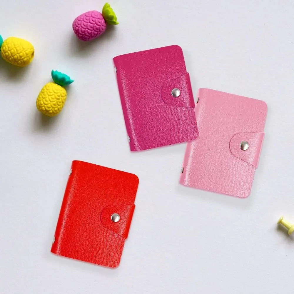 2 Pack RFID Blocking Card Holder Wallet, PU Leather Multi Slots Credit Card Protector, Snap Button Mini Card Case for ID Bank Cards Business Cards Travel Women Men Gift
