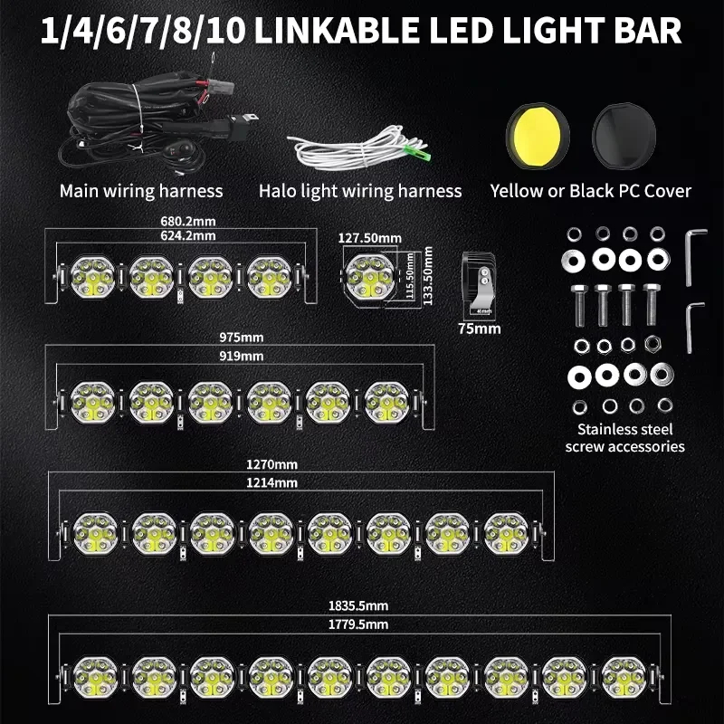 New universal IP67 waterproof 12V amber red 45W can be connected to headlight 5 inch fog light off-road light strip LED light