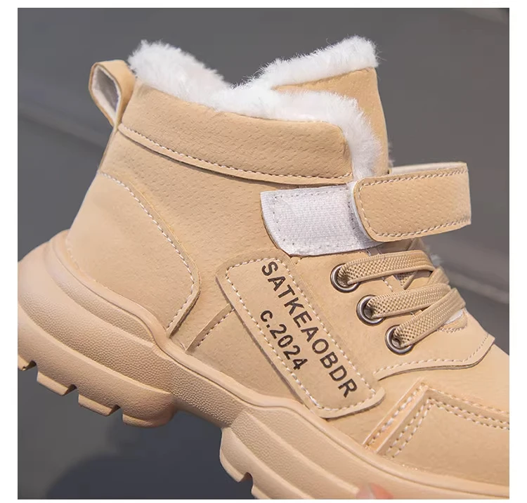 Winter-Kinder-Schneestiefel für Jungen, Plüsch, dick gefüttert, warme Schneestiefel für Mädchen, rutschfeste Outdoor-Stiefel, Schülerschuhe, Wanderschuhe, High-Top. – Detail 5