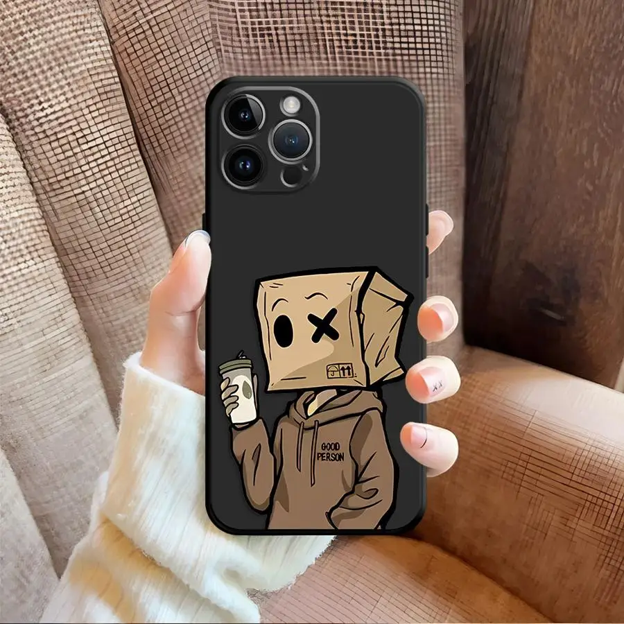 ايمو الكرتون ورقة رجل نمط الحال بالنسبة آيفون SE 14 12 13 Mini 7 8 15 Plus 17Air X XS XR 11 17 16 Pro Max لينة عودة غطاء الهاتف