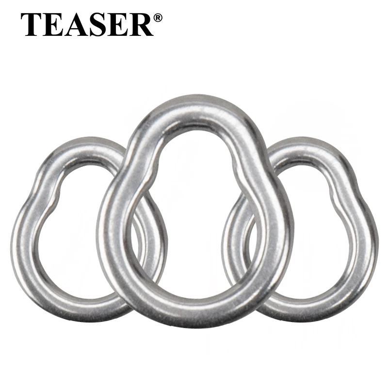 TEASER 10 teile/beutel HT005 Birne Angeln Ring Solide Nahtlose Stahl Jigging Angeln Wirbel Zubehör Stecker Edelstahl