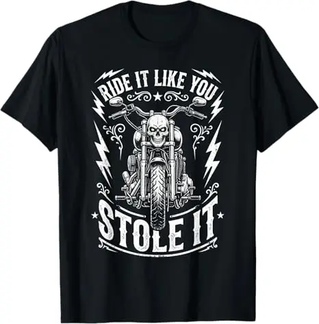 Ride Like You Stole It Biker Lustiges Vater-T-Shirt für Motorradliebhaber Y2k Motorrad-Grafik Herrenkleidung Vintage Spruch T-Shirt – Detail 14