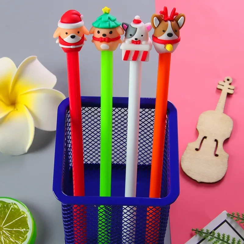 24Pcs Christmas cartoon student holiday gift writing gender-neutral pen, cute Christmas animal styling stationery