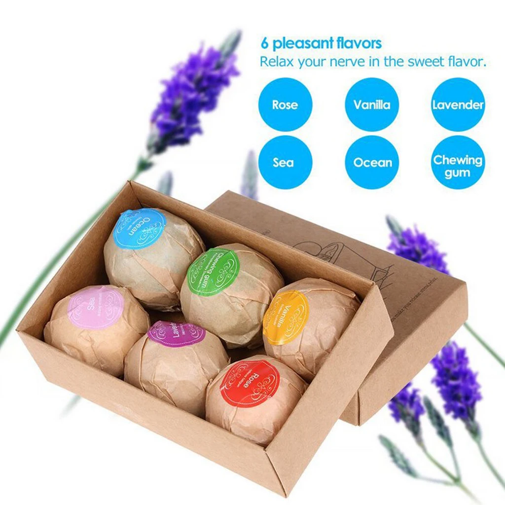 Bath Bomb Gift Set, Scented Fizzies Bath Balls - Set of 6, Handmade - Add to