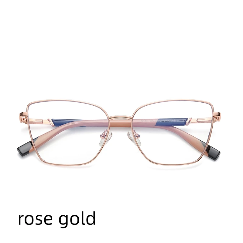 

moojolo 56mm New Cat Eye Anti-blue Light Glasses Women Metal Spring Leg Eyeglass Frame Optical Computer Glasses 3016