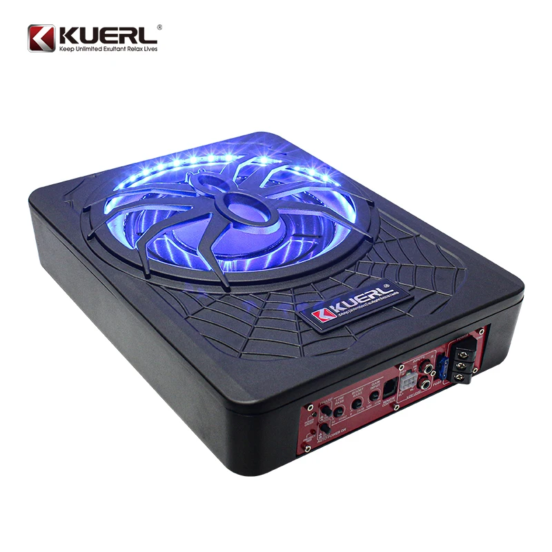Hot Sale 10Inch Slim Under Seat Car Subwoofer Active Pure Bass RMS Power 200W Max 800W Car Subwoofer Speaker with Light Optional