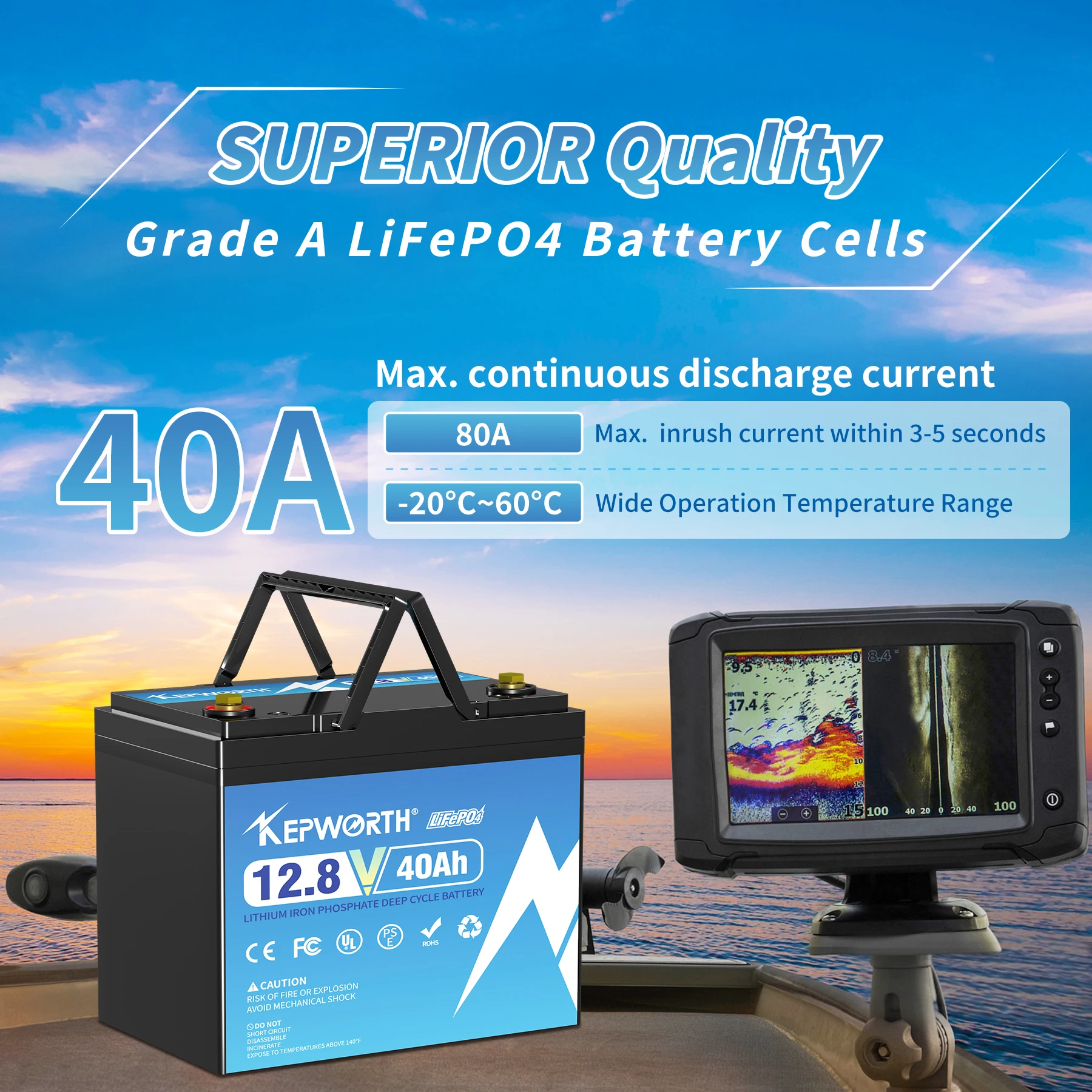 Imagem -05 - Lithium Iron Phosphate Battery Ciclo Profundo Lifepo4 Built-in Bms Campistas rv Carrinho de Golfe Off-road Off-grid 12.8v 40ah Mais Novo