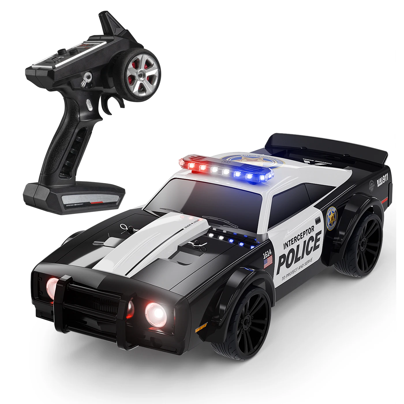 

Новые 1/16 радиоуправляемые автомобили, высокоскоростная мускулистая полиция, 2,4G, пульт дистанционного управления, 4WD, электрическая с крутой ночной игрушкой для детей, взрослых, Рождественский подарок