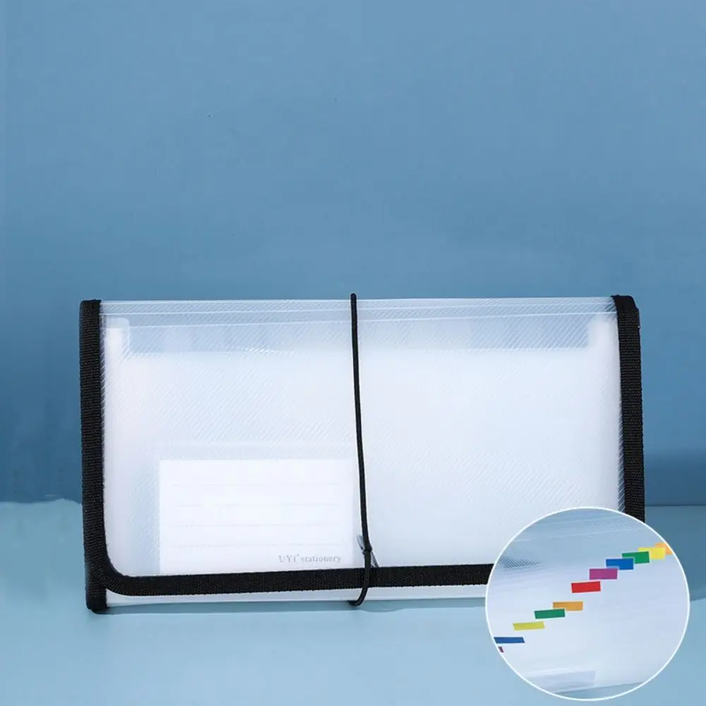 

13Pockets Receipt Storage Bag Colored Labels Transparent Accordian File Bag Waterproof Large Capacity PP Expanding File Folder