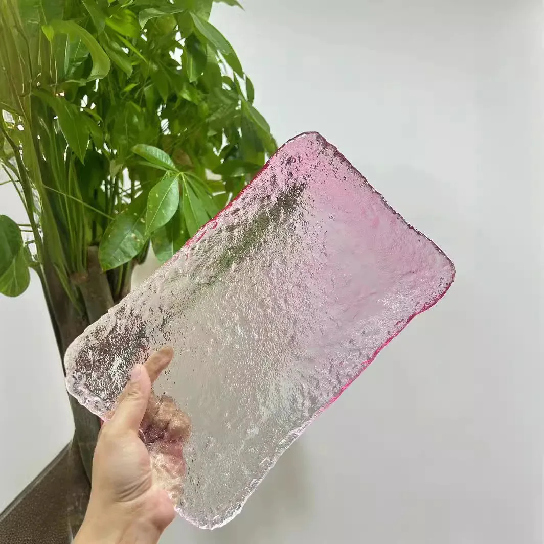 

Japanese Ice Glass Plate Snack Dish Creative Small Plate Hammer Pattern Tray Heat Resistant