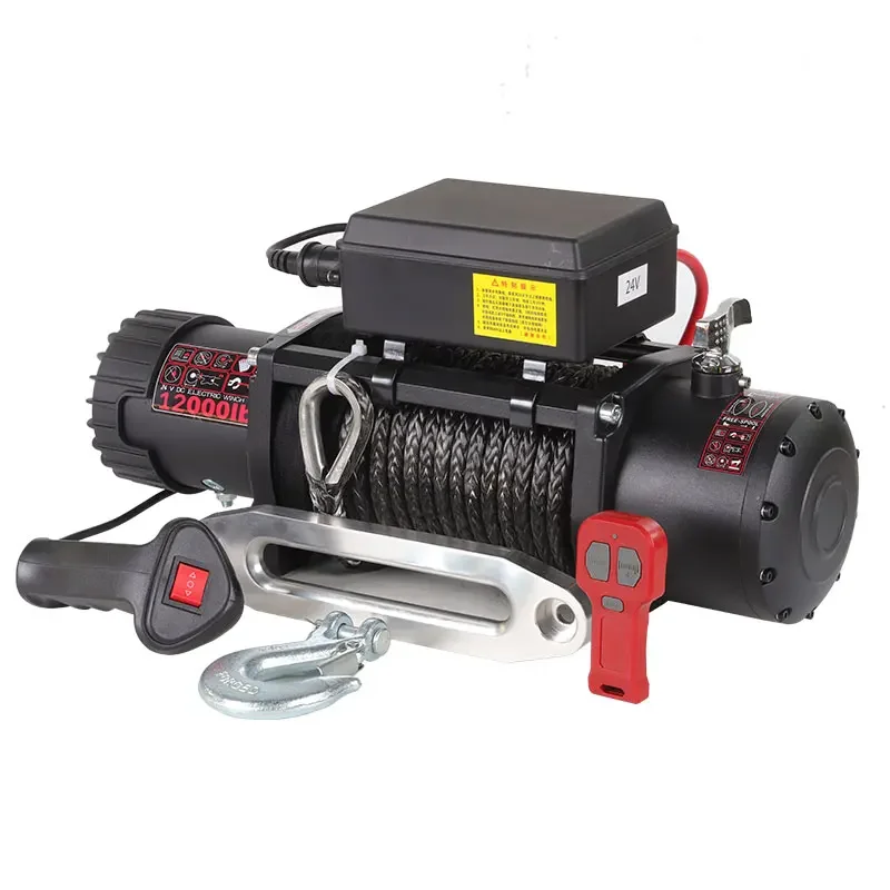 Factory customized steel /nylon rope electric winch,single Type lifting electric Winch with wireless Control Box for auto/truck