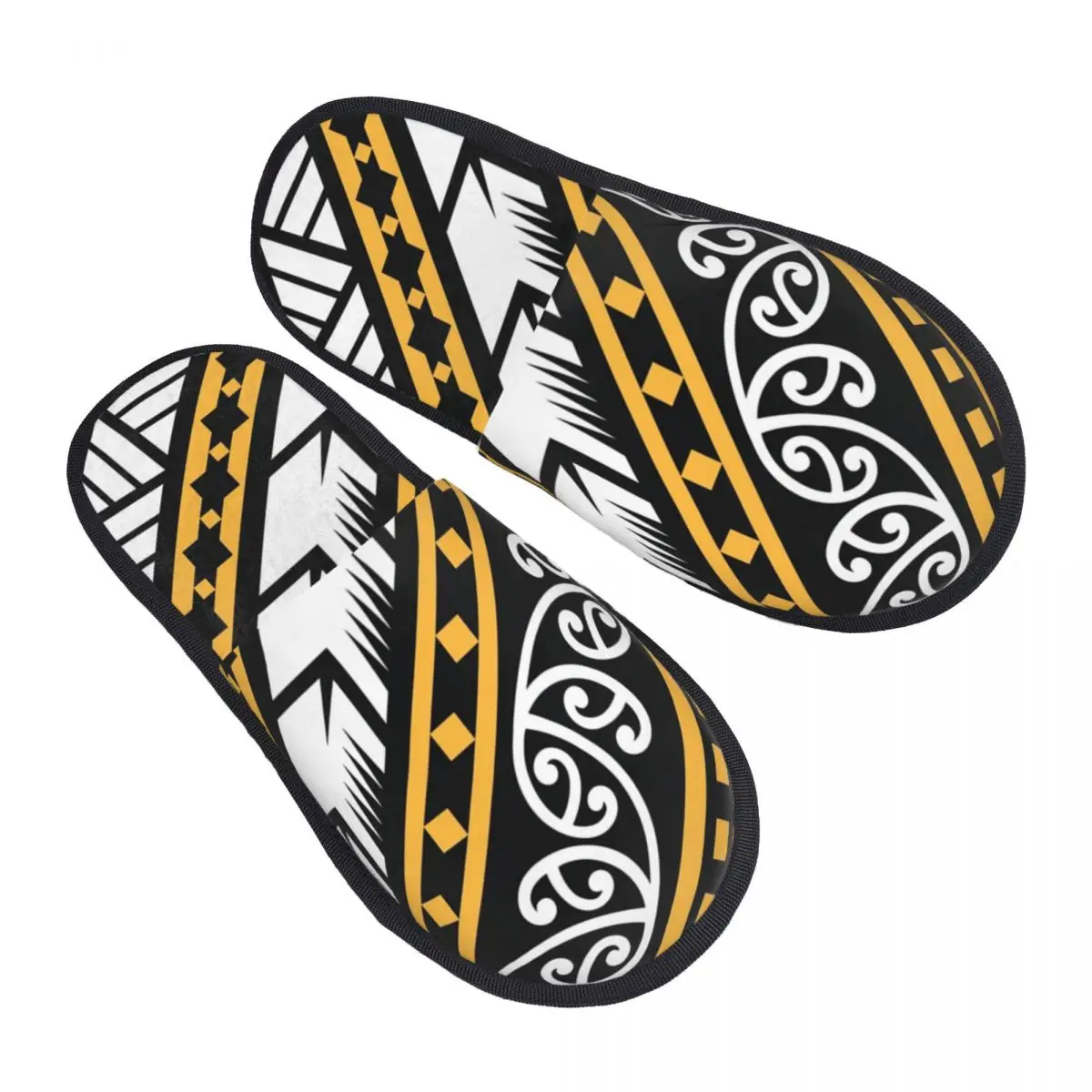 Traditionally Yellow And Black Maoris From New Zealand Soft Memory Foam House Slippers Women Comfy Warm Anti-skid Sole Slipper