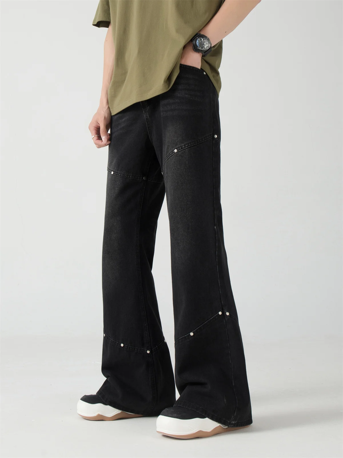 

Deconstructed Loose Straight Leg Men's Jeans Retro Street Hip Hop Wide Leg Long Pants American Wash Casual Youth Summer Jeans