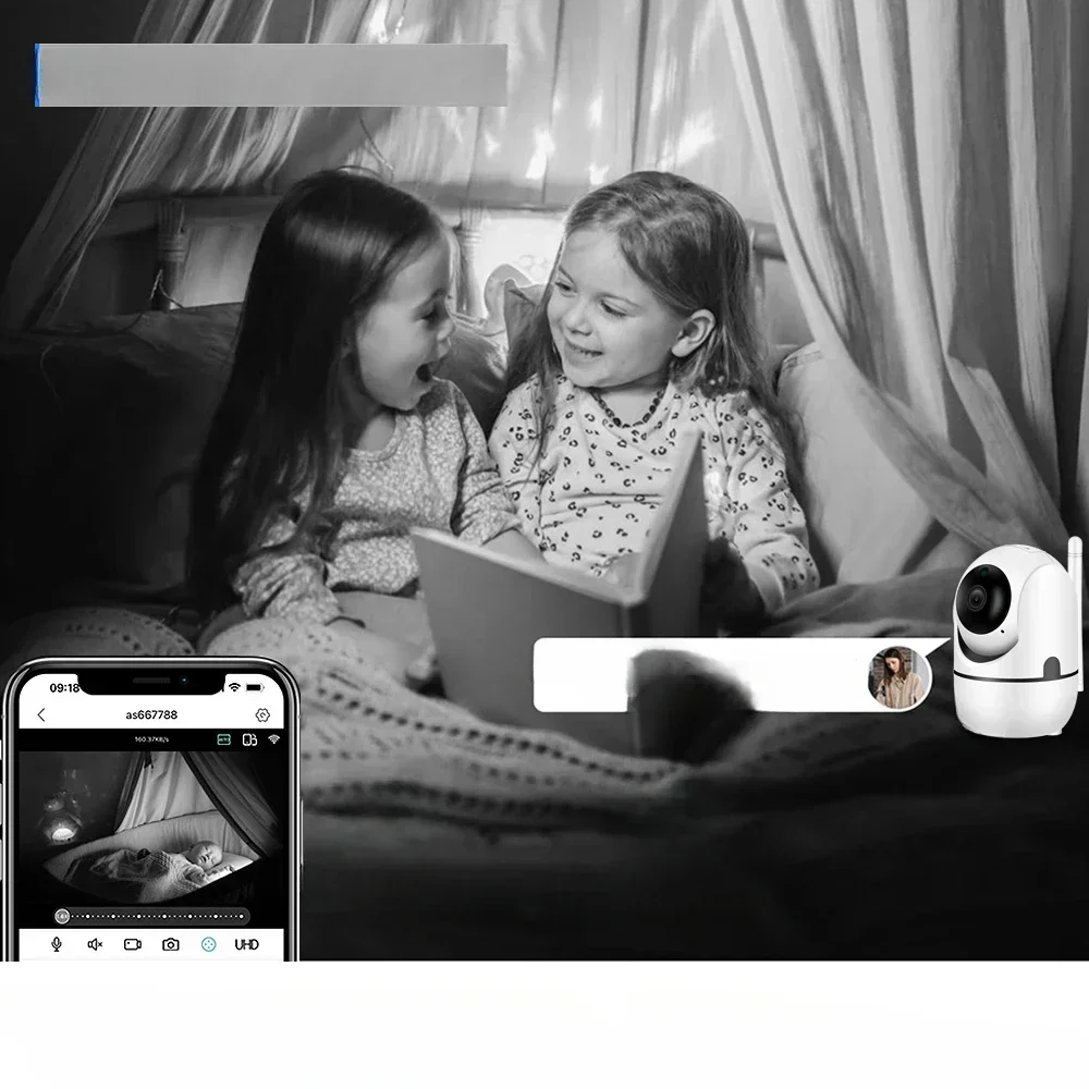 1080P กล้องสุนัข Motion Detection การติดตามอัตโนมัติ 2-Way Audio กล้องเด็ก Pan/TILT WiFi Security กล้องสําหรับ Baby Monitor FHD