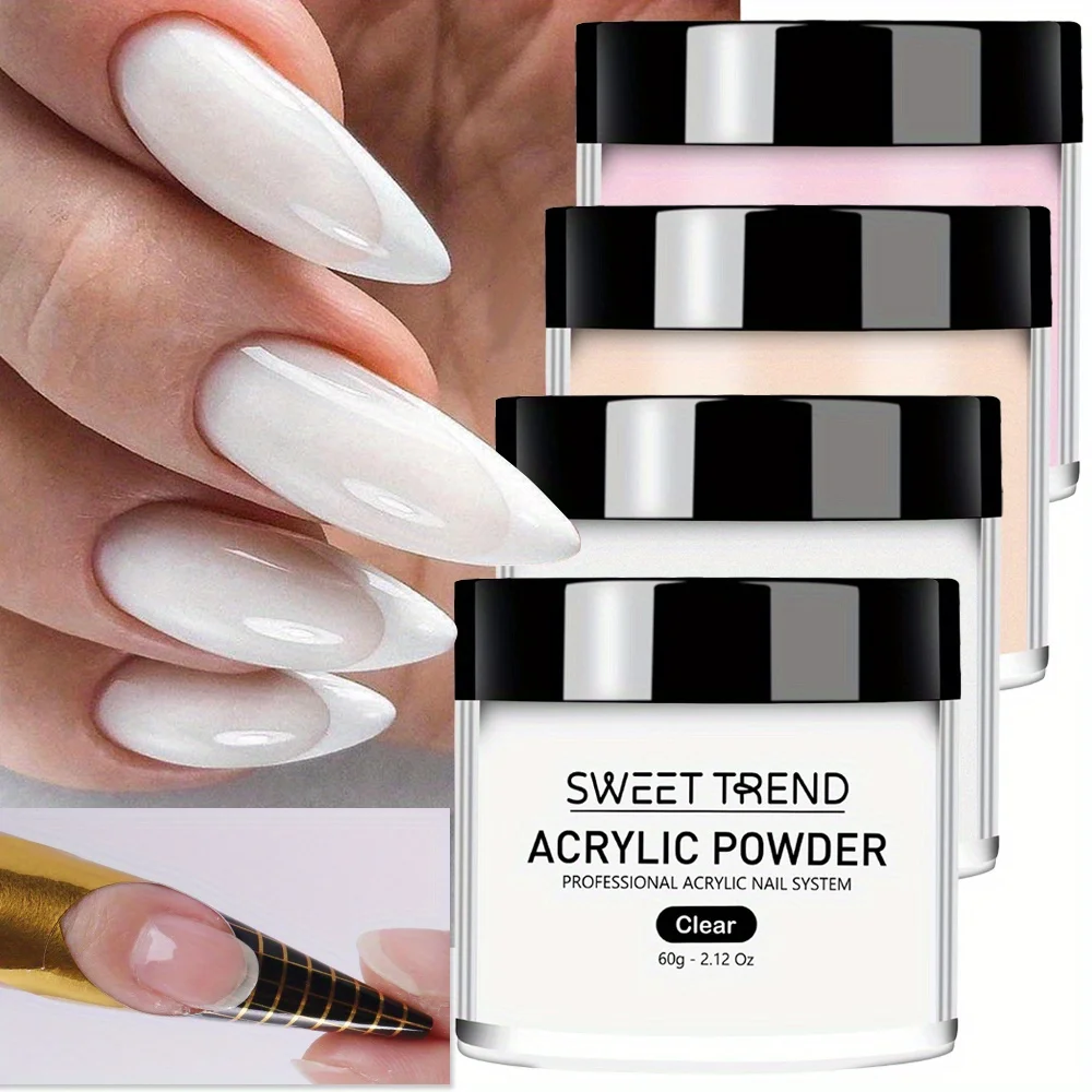 

4pcs 60g Professional Acrylic Nail Powder Set White/Clear/ Nude/ Pink Ultra Fine Extension Acrylic Carving French Nail Tools Kit