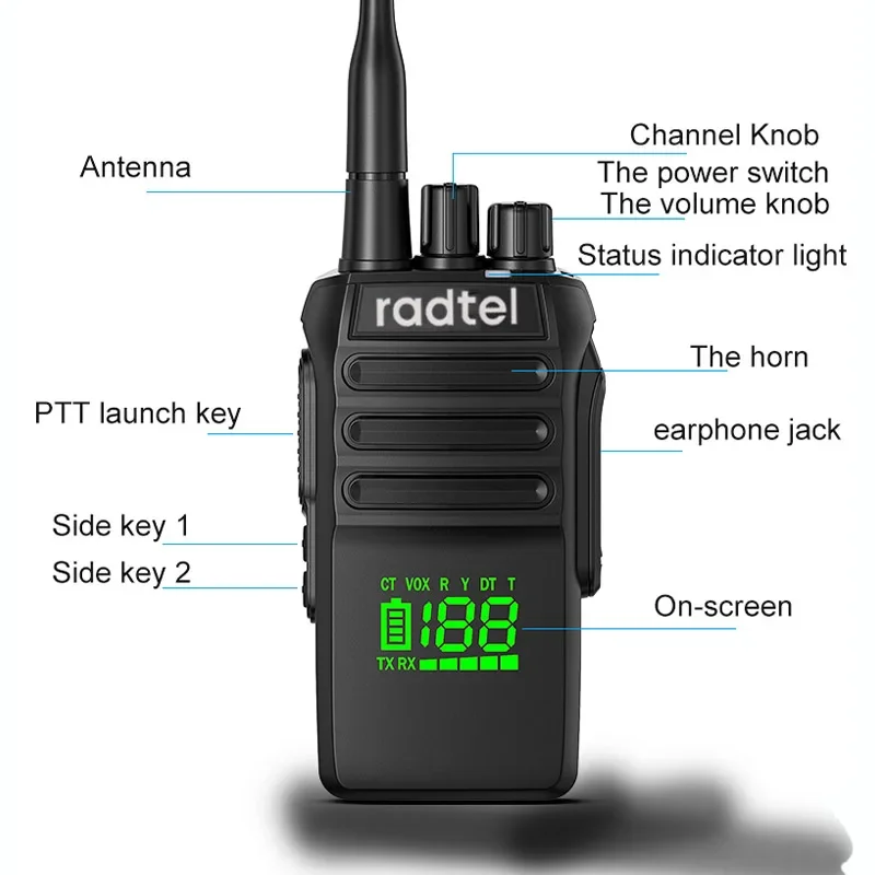 Radtel RT-493 10w IP67 Waterproof UHF 400-470Mhz Business Two Way Radio 199Ch Fast Copy Frequency Walkie Talkie usb-c Hiking