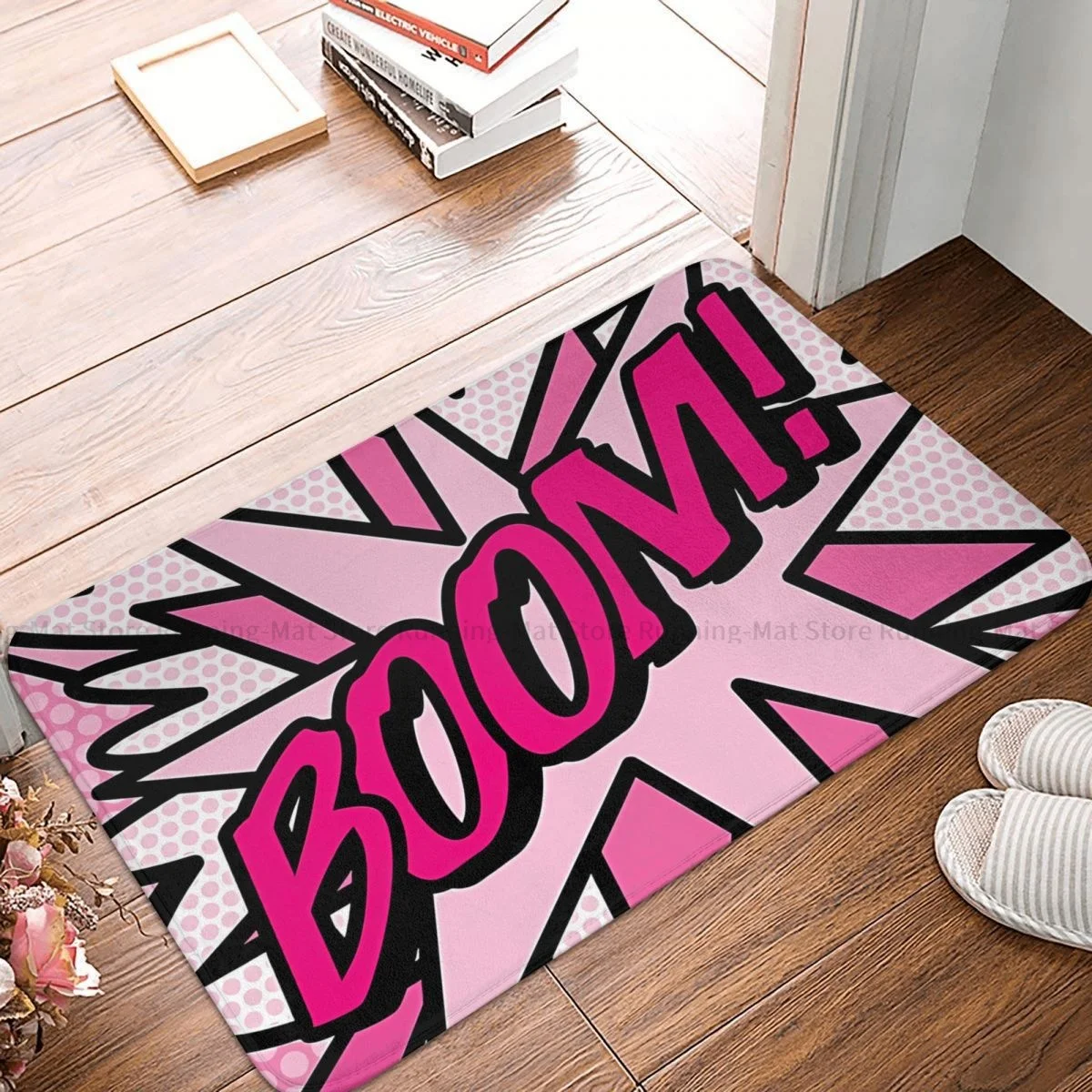 Non-slip Doormat Kitchen Mat BOOM Pink Comic Book Pop Art Modern Fun Retro Hallway Carpet Welcome Rug Indoor Decorative