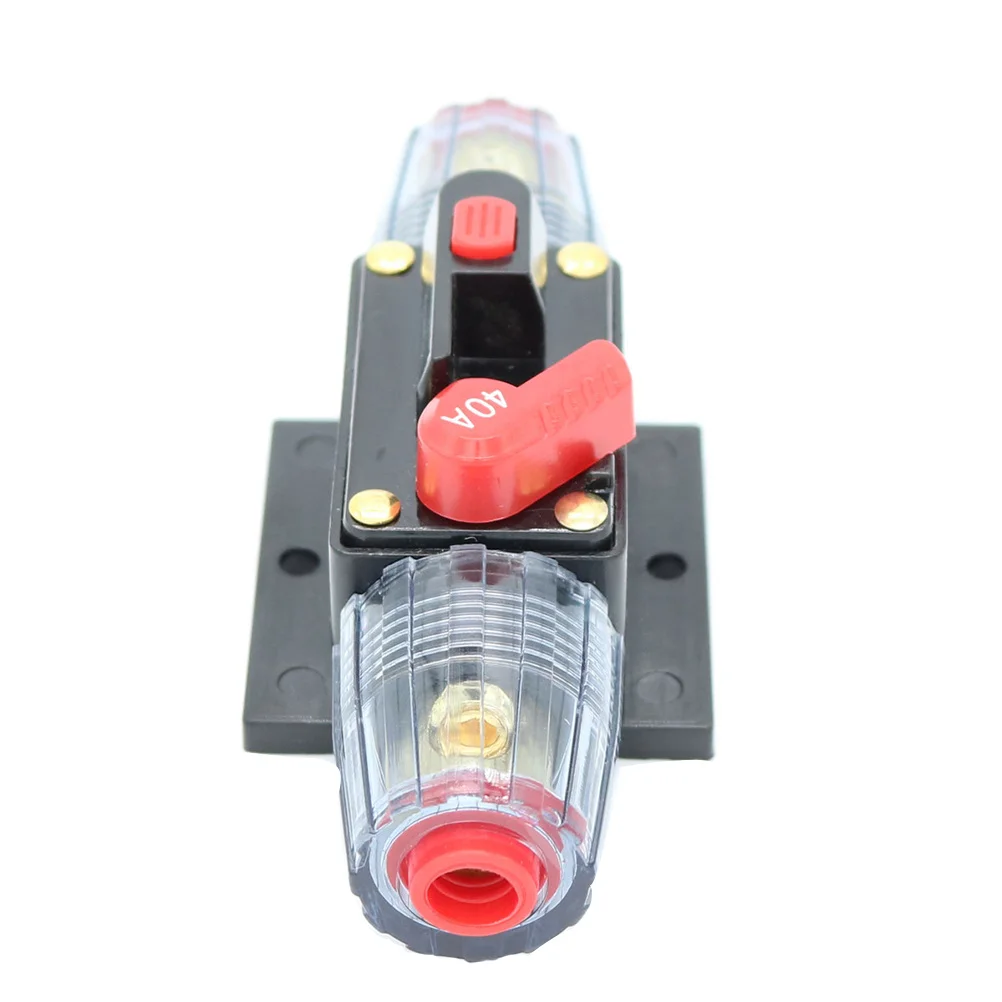 

40a in-Line Stereo-Audio Circuit Breaker 12V-32V Car Rv Auto Resettable Fuse Gold Plated Contact Auto Circuit Breaker