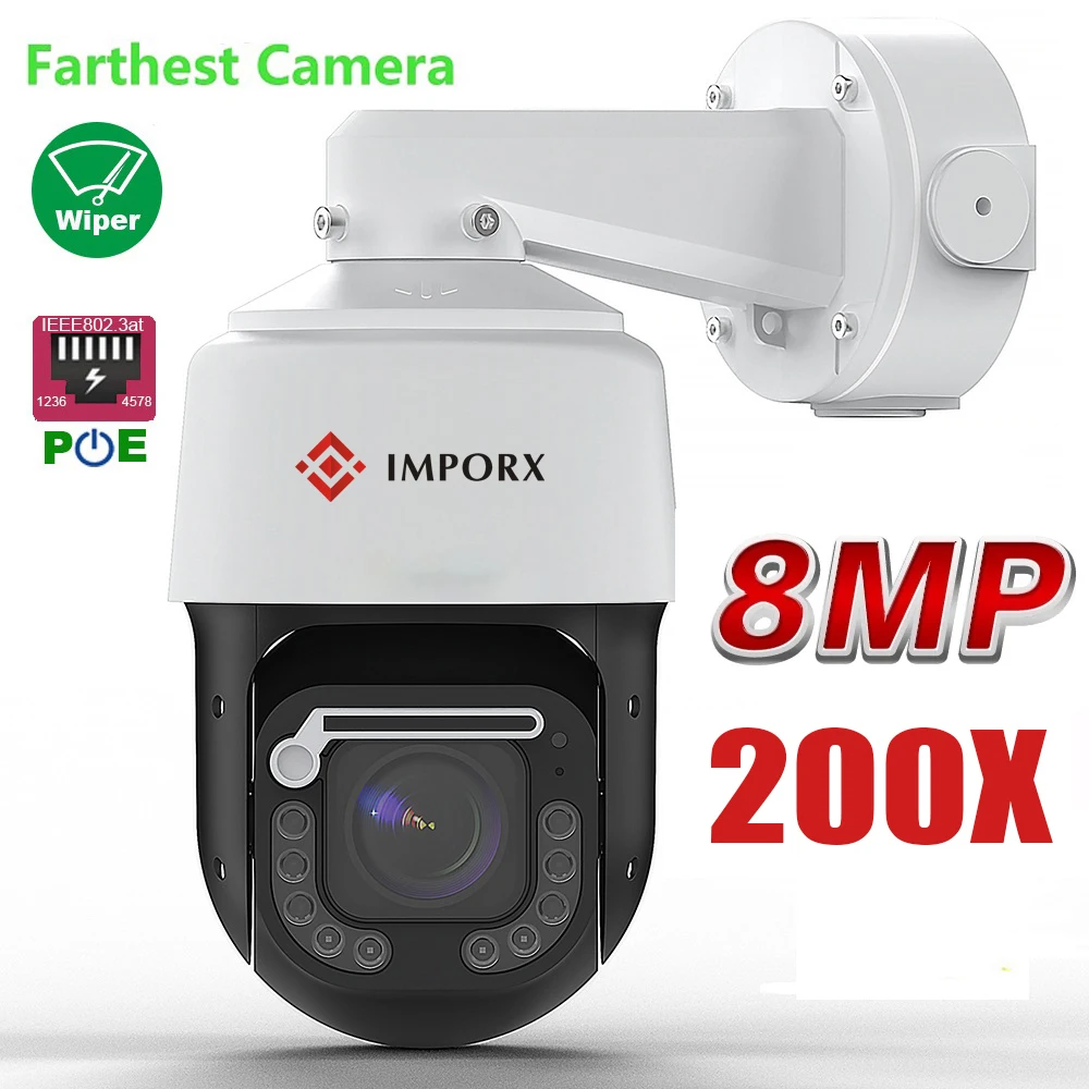 4K 8MP 200X ZOOM IMX415 POE temperature display RTMP High Speed dome PTZ Wiper IP Camera ONVIF Absolute move Hikvision