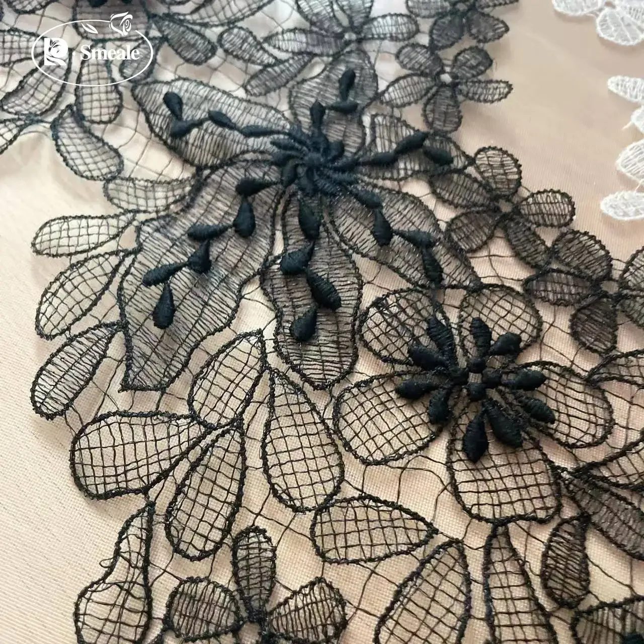Width 20CM . New Fish Silk Thread Thin Lace Trim, Hollowed Lace, Wedding Dress, Headdress, Handmade DIY Weeding  Accessories