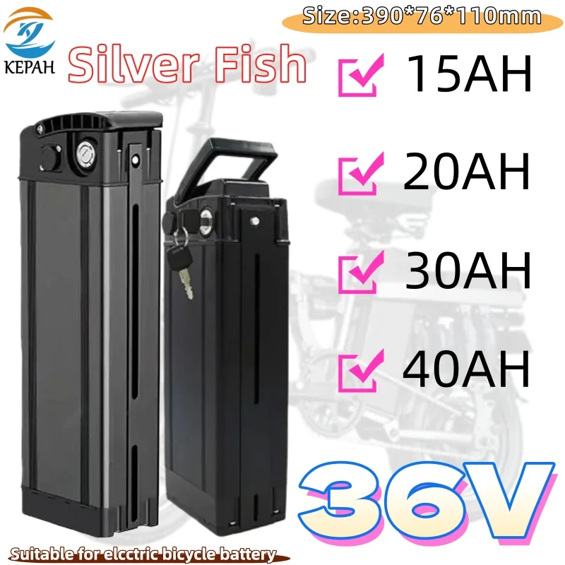 Silver Fish 36V 15Ah 20Ah 30Ah 40Ah Removable Lithium Battery Pack Built-in BMS for 250W-1800W Folding Electric Bicycle Battery
