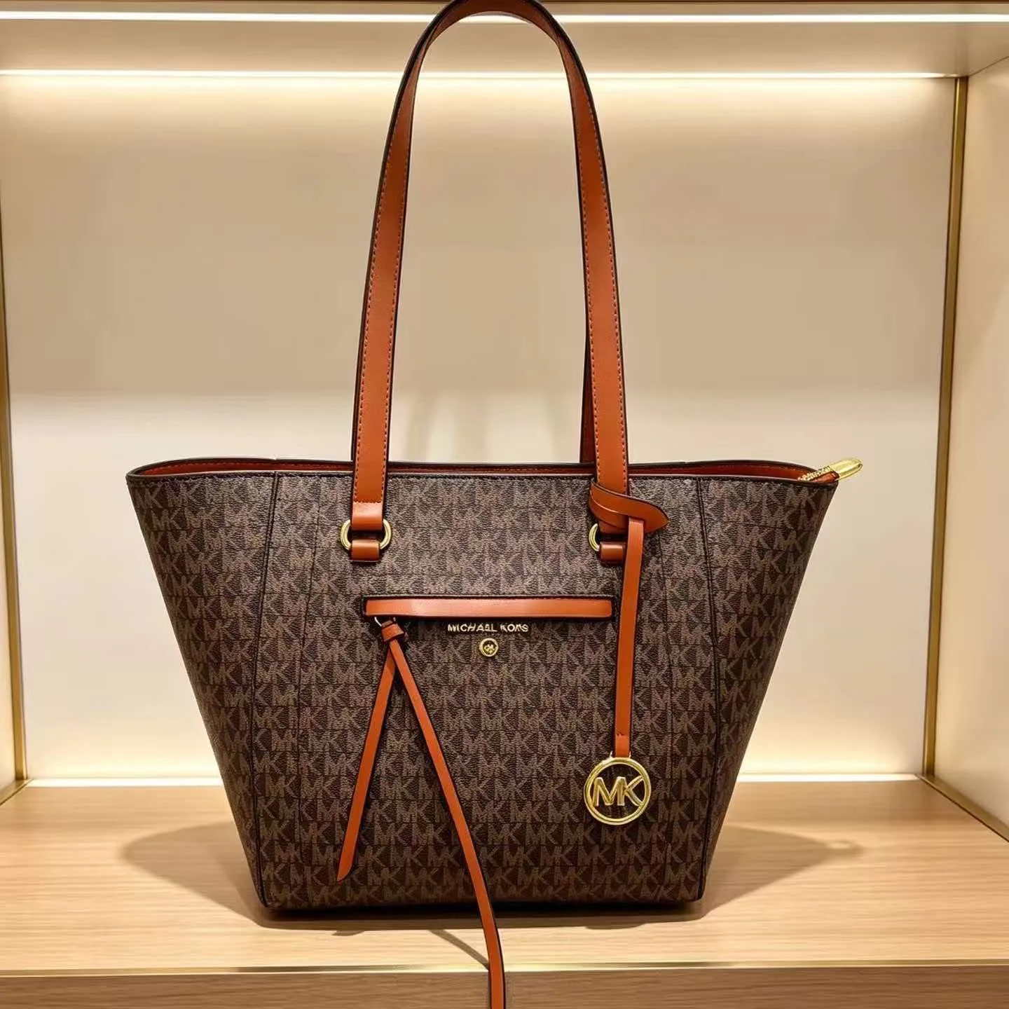 Michael Kors Ole Jet Set 2026 New Design Travel Extra Small PVC Printed Handheld and Crossbody Leather Tote Bag for Women