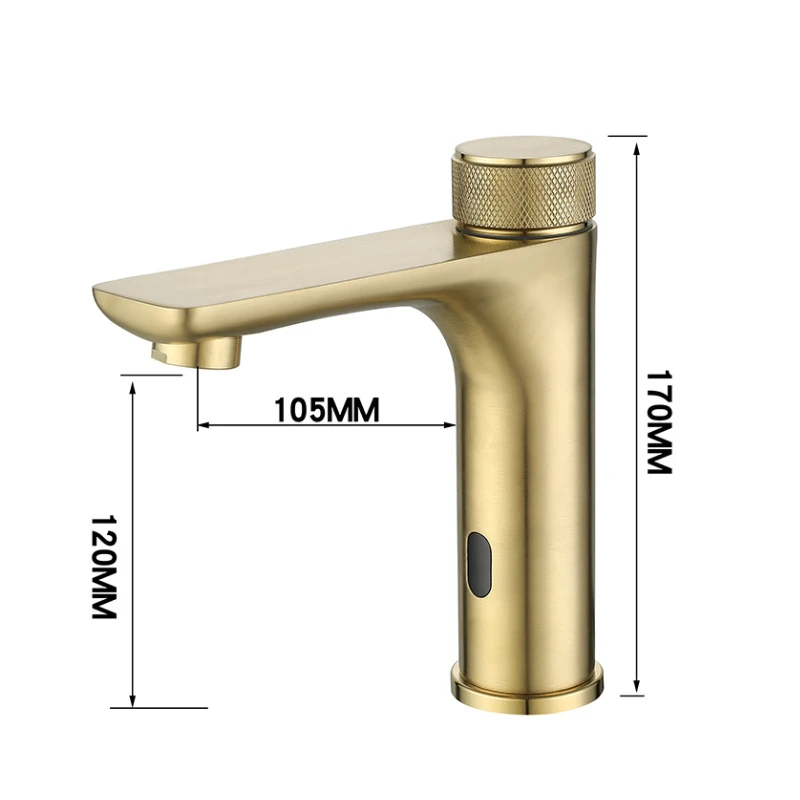 Imagem -06 - Inteligente Banheiro Auto Torneira Sensor Infravermelho Bacia Toque Mixer Touchless Torneira da Pia da Cozinha de Aço Inoxidável Escovado Ouro Vanity Tap