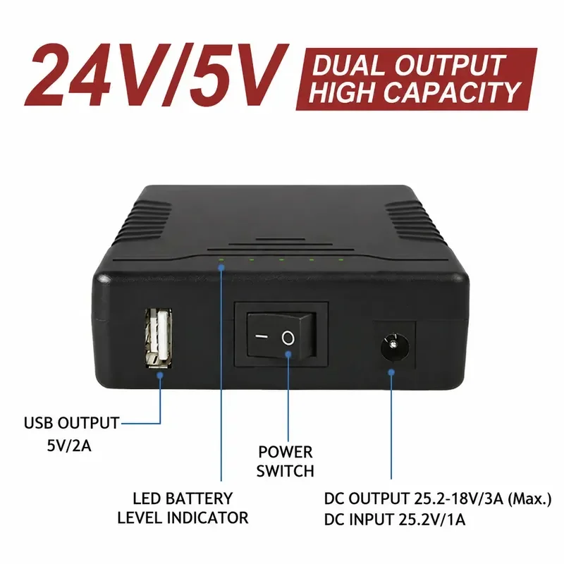 24V Lithium Battery Pack for Power Strip Audio Water Pump Motor 6S 5V Spare Battery Large Capacity Small Volume