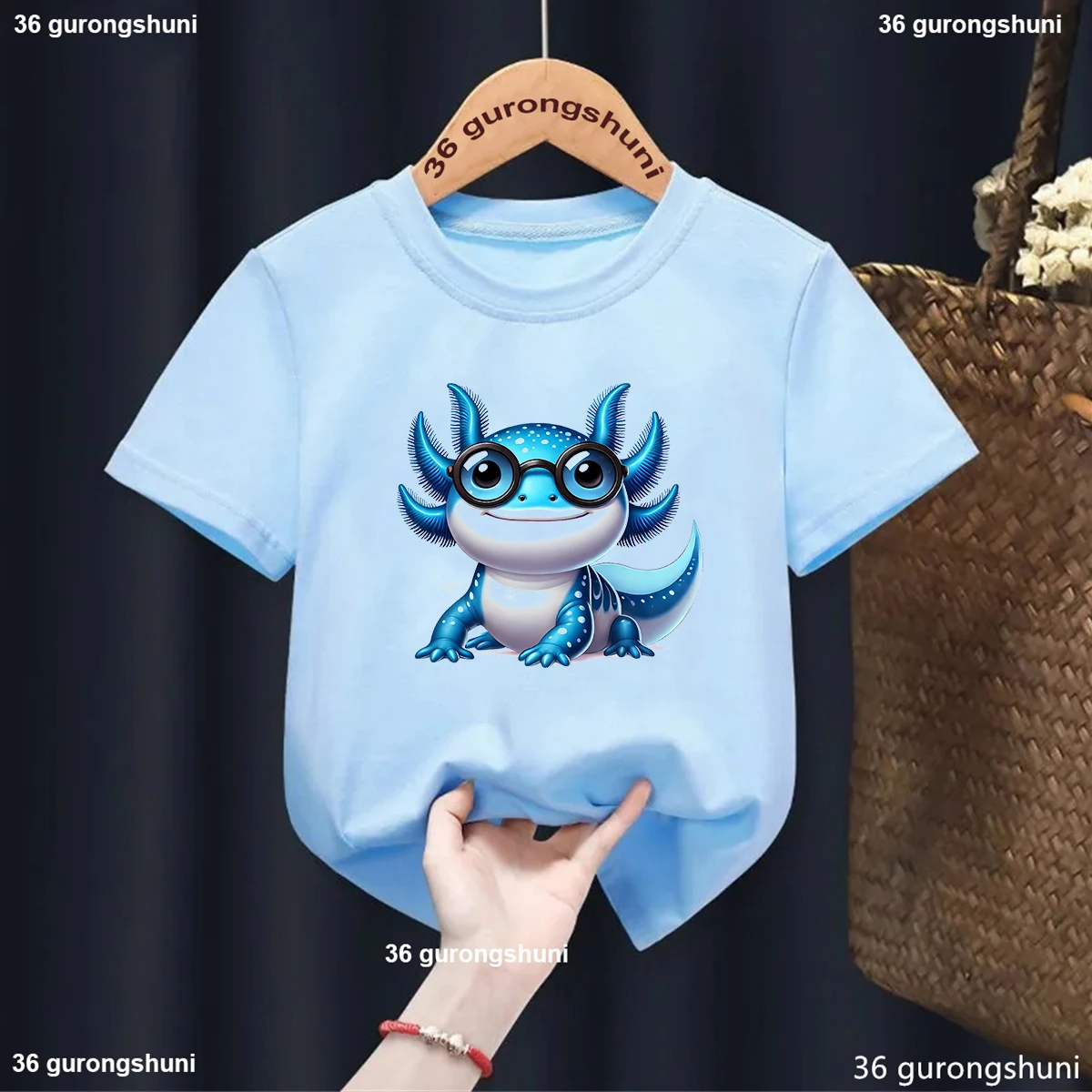 Kids Clothes Cartoon Axolotl Graphic Print T-Shirts For Girs/Boys Short Sleeve Tshirt For Summer Fashion Child T Shirt Tops