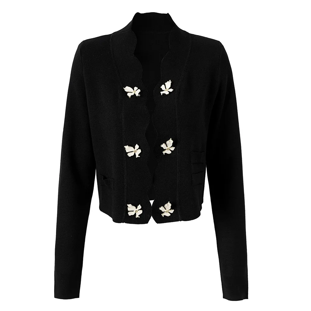 

New Spring Autumn Design Niche High-Quality Floral Button Knit Cardigan Top traf woman 2025 tops ropa mujer traf 2025 femme