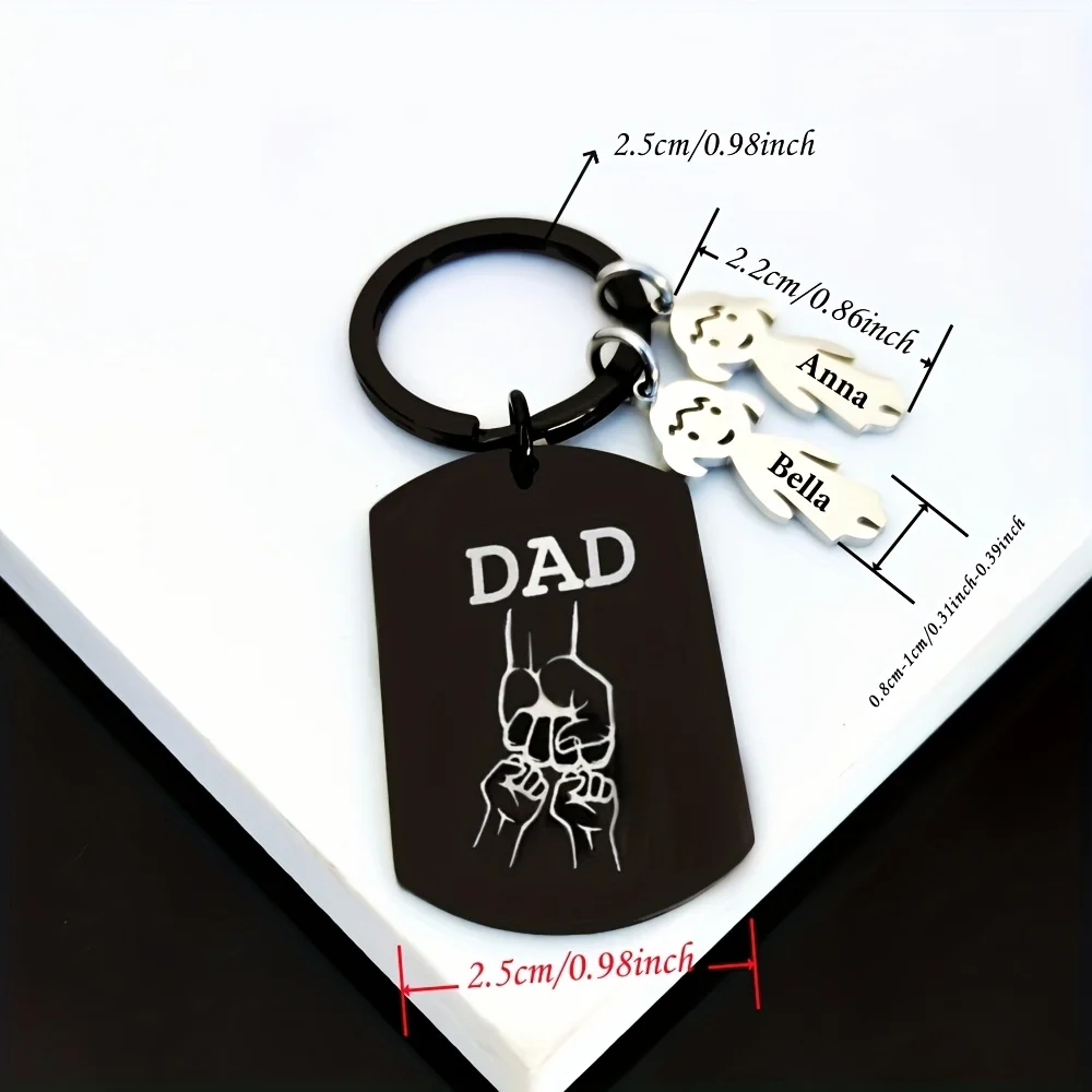 Customizable Mini Figure Shape for Men and Women, Personalized with 1-5 Names, Stainless Steel Keychain, Father's Day Gift