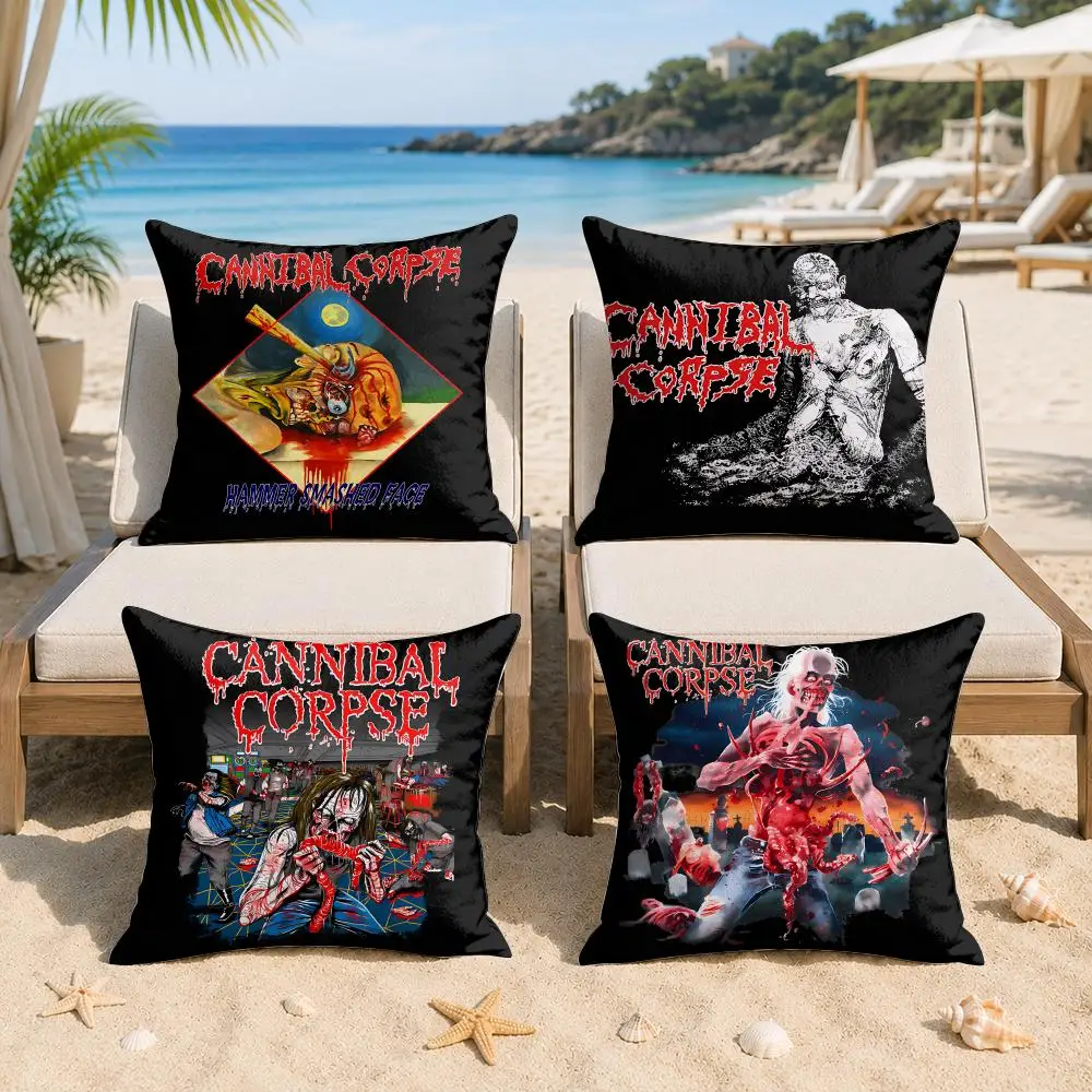 C-Cannibal Corpse Rock Band Cool Cushion Cover Silky Short Plush Invisible Zipper Dustproof Sofa Pillow Case For Home Decor