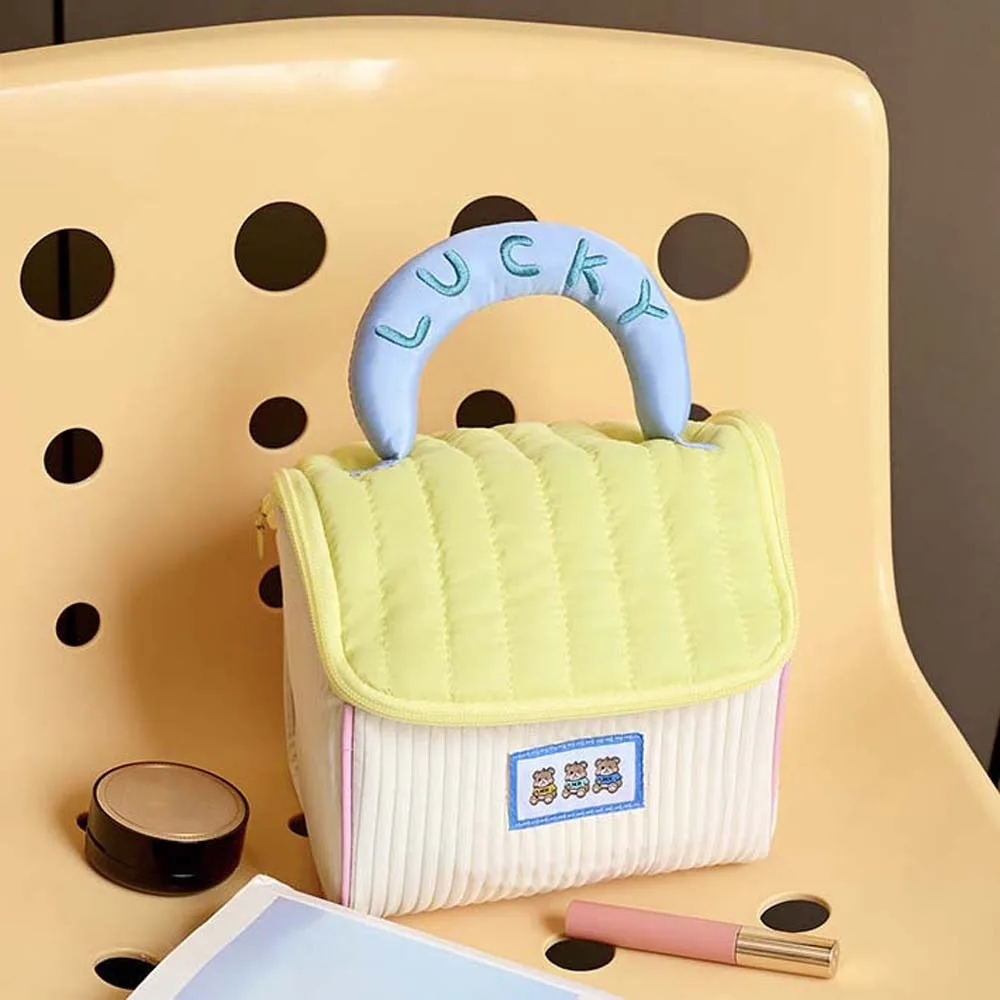 

Kawaii Cartoon House Cosmetic Bag Large Capacity Thickened Pouches Bag Organizer Cotton Printed 3D Make Up Pouch Bag Women