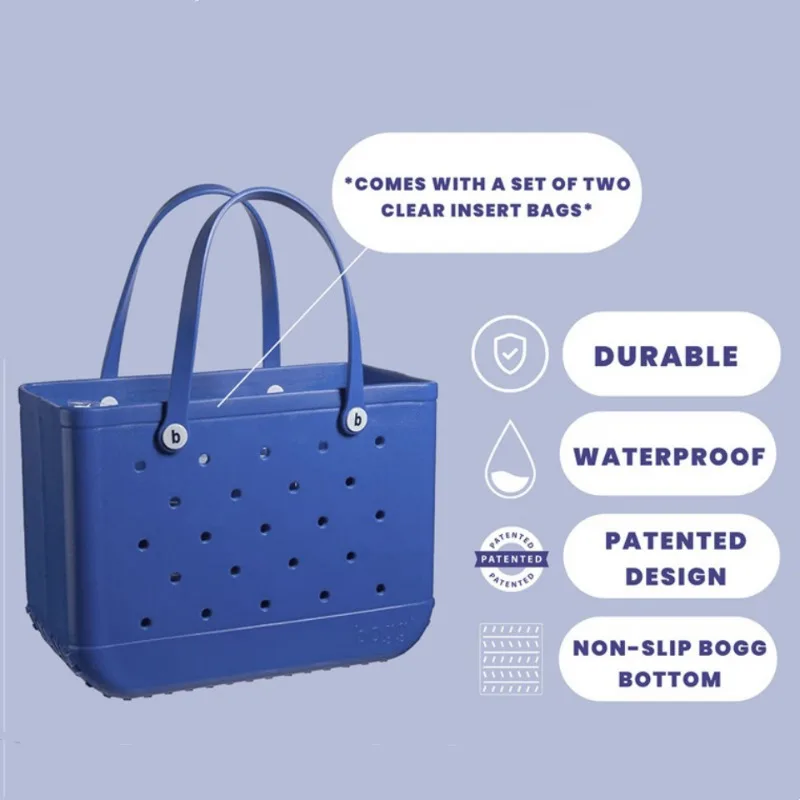 Fashion Beach Bogg Bag Rubber Waterproof Basket Large Capacity Summer Storage Shoulder Handbag Travel Women Tote Shopping Bags