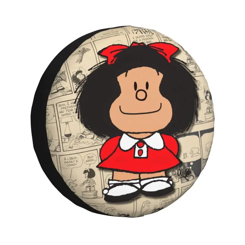 Custom Mafalda Manga Spare Tire Cover for Jeep RV SUV Trailer Quino Comic Cartoon Car Wheel Protector Cover 14