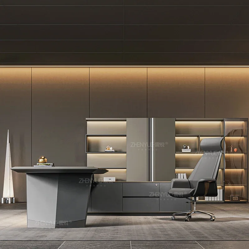 Combinazione scrivania e sedia, lusso leggero, semplice e di fascia alta, ufficio del CEO e del responsabile generale