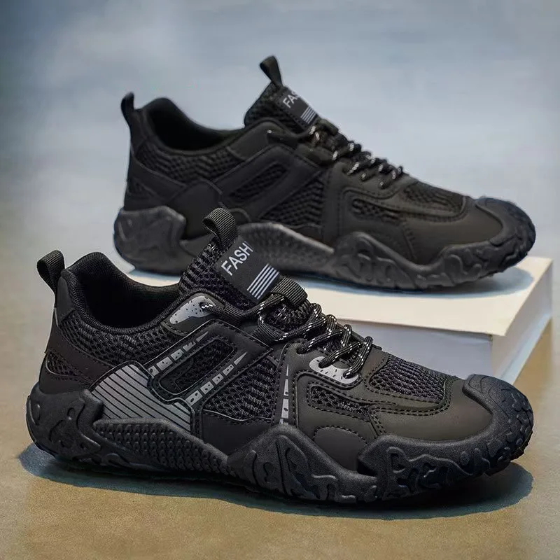 Men's 2026 Summer Breathable Black Sports Casual Shoes Durable Outdoor Hiking Trekking Footwear for Students
