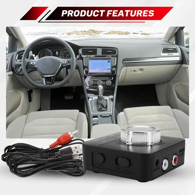 جهاز استقبال موسيقى بلوتوث 5.0 متوافق مع مع LDAC AAC 3D ستيريو Hifi محول صوت لاسلكي لـ RCA 3.5 مم AUX