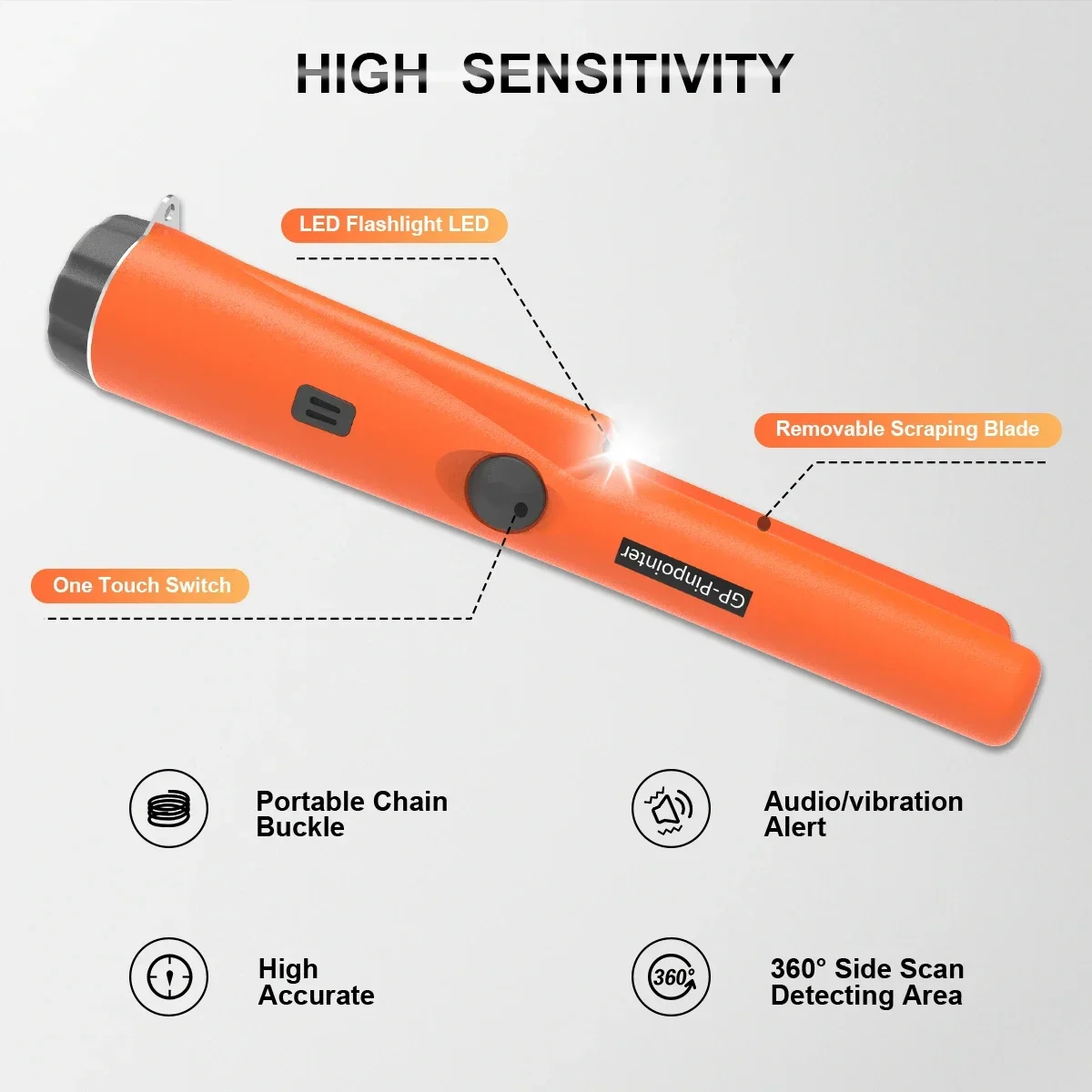 Treasure Hunter  Positioning Rod Handheld Metal Detector GP Pointer Handheld Waterproof High Sensitivity Security Detector