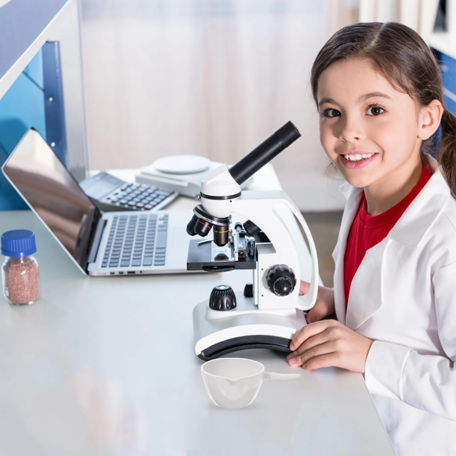 2Pcs Handle Round Evaporating Bowl Acid Alkali Resistant Laboratory Equipment School Science Porcelain Evaporating Container