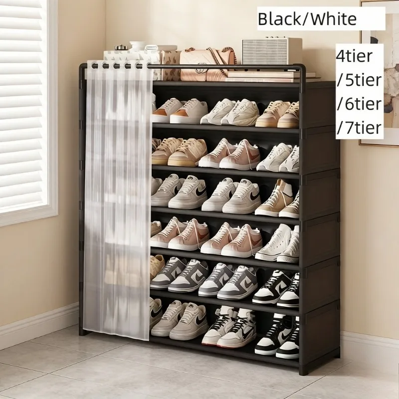 Dustproof Foldable Shoe Display Rack with Non-Slip Base, Multi-Layer Storage Shelf for Shoes & Accessories, Easy to Clean