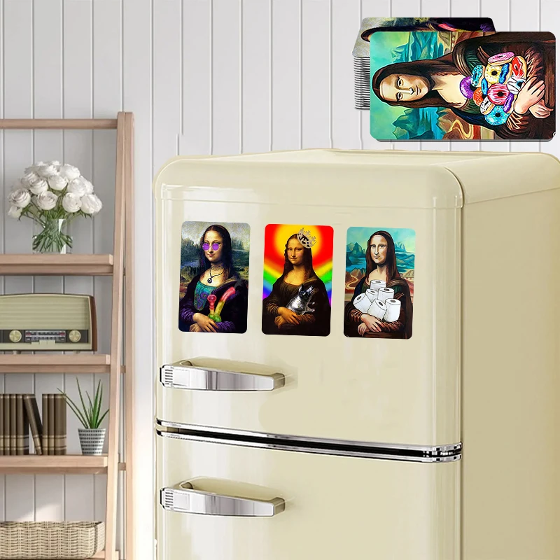 Spoof Mona Lisa Portrait Personalized refrigerator magnet,suitable for home kitchen,refrigerator wall door,office DIY decoration