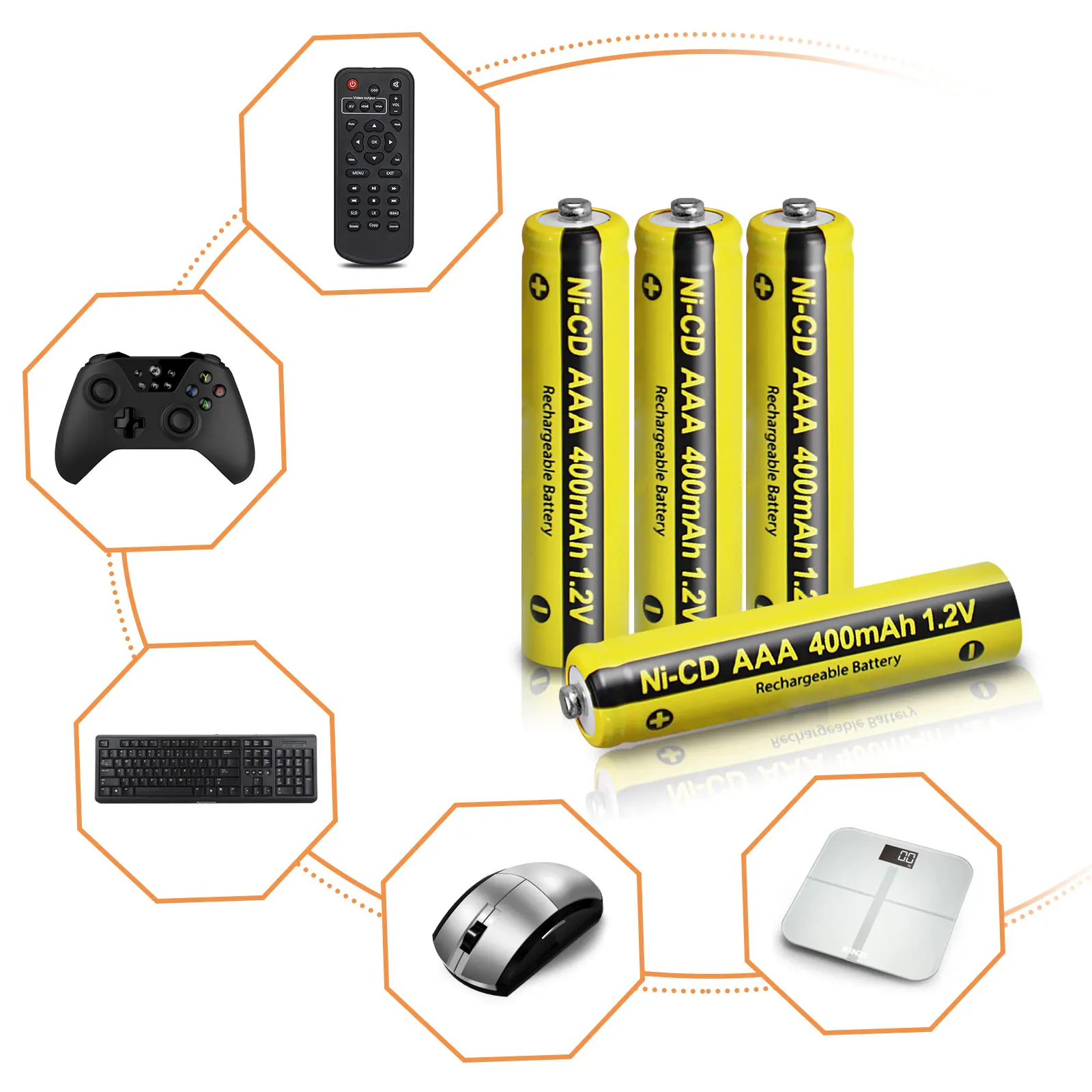 4PCS PKCELL AAA Rechargeable Batteries 1.2V NI-CD AAA 400mAh 3A Button Top Battery for Grass Cutter, Solar Lawn Lamp