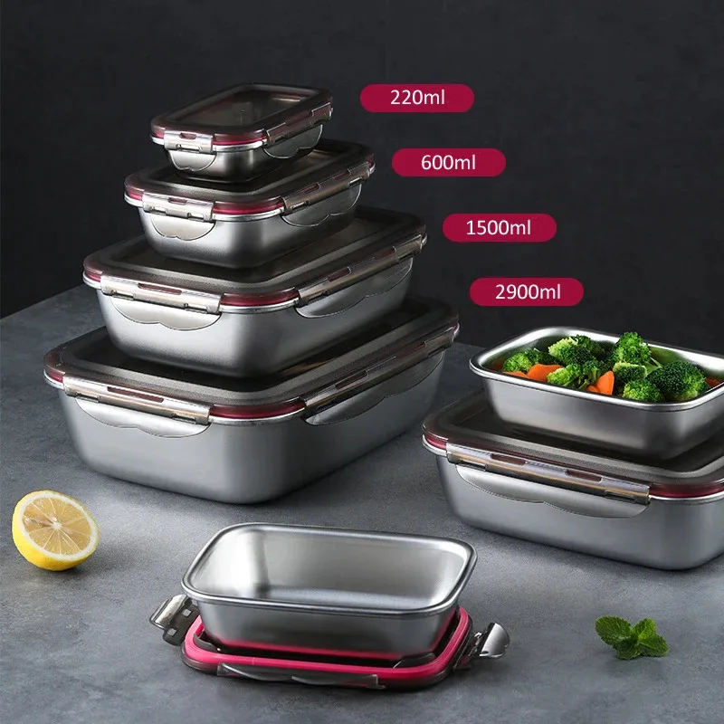 

304 Stainless Steel Lunch Bento Box Sealed Leakproof Portable Food Storage Box Household Pickle Box Refrigerator Food Container