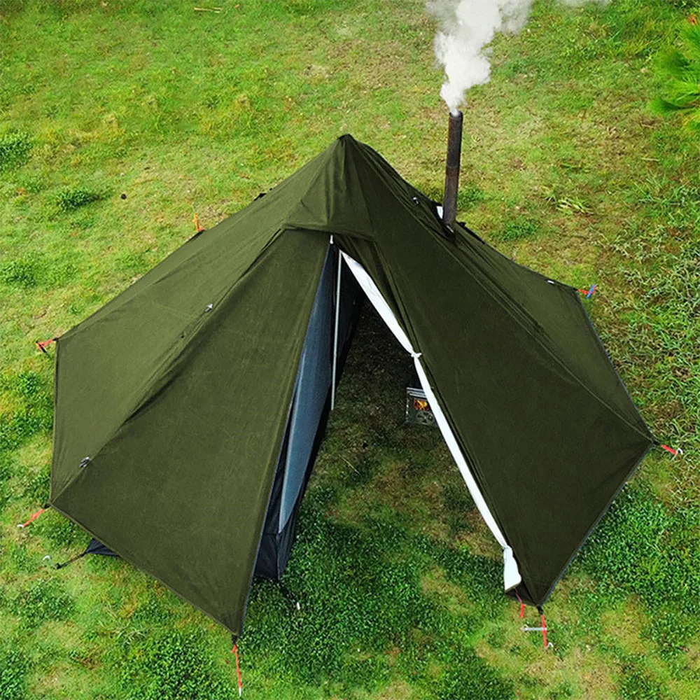 

Camping Hot Tent with Chimney Window Outdoor Ultralight Tipi Teepee Tent Pyramid Double Layer Bushcraft 1 Person Tents Hot Tent