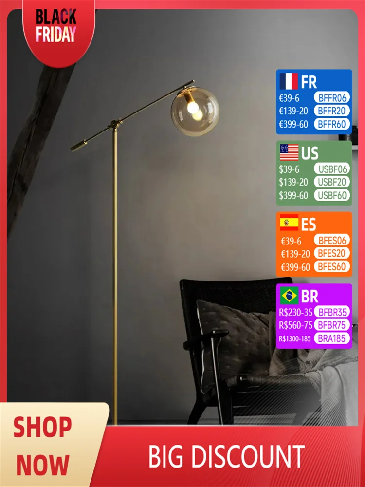 Modern Gold Deluxe floor lamp, living room, bedroom, sofa, bedside lamp, LED, Nordic, suitable for office and hotel lighting