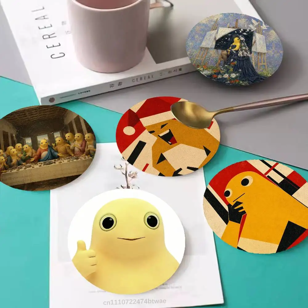 

Famous Paintings Nailong Vision Wood Coaster Mug Tea Coffee Cup Pad Heat Resistant Placemats Tableware Decoration